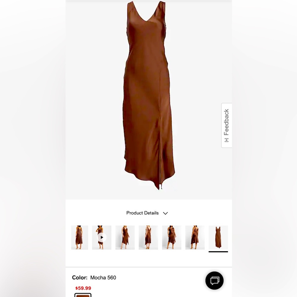 Express Satin V-Neck Asymmetrical Hem Midi Slip Dress